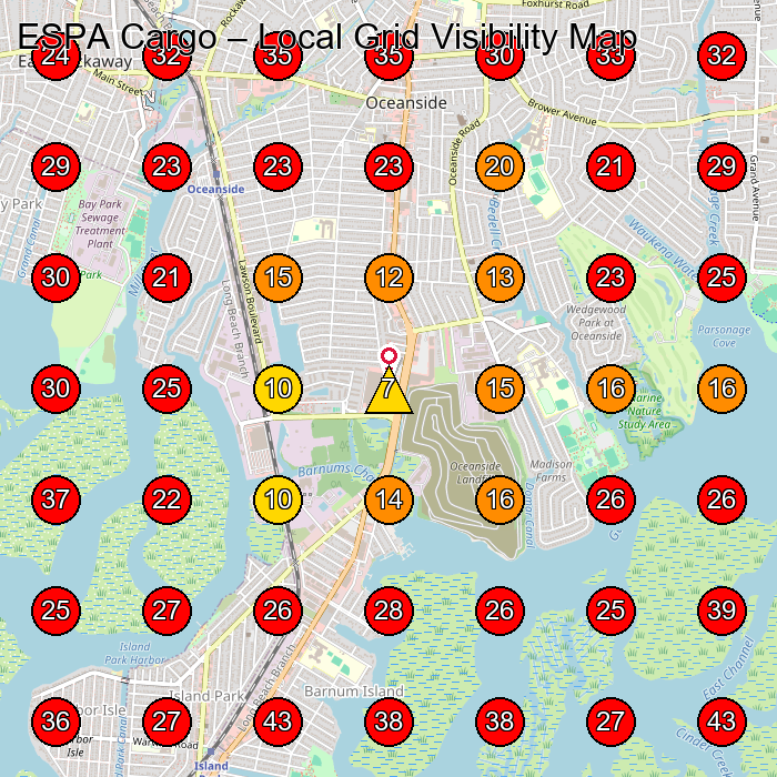 ESPA Cargo GeoGrid visibility map for Auto Parts Manufacturer in Oceanside